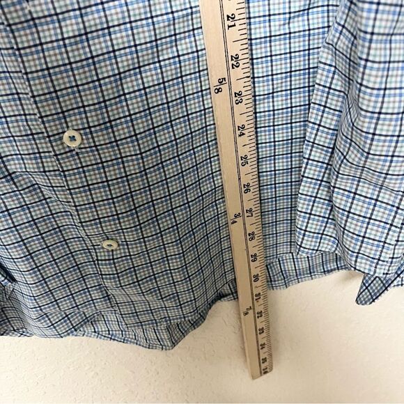 Peter Millar Long Sleeve Button Down Blue Plaid Men’s Size XL Cotton Spandex - Picture 6 of 6